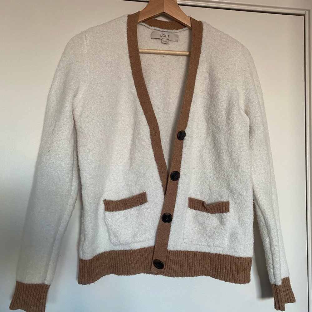 Loft White and Brown Sweater